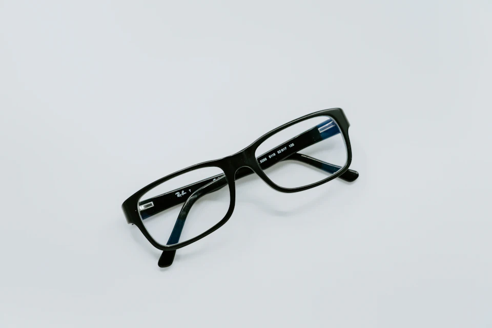 Black-framed eyeglasses