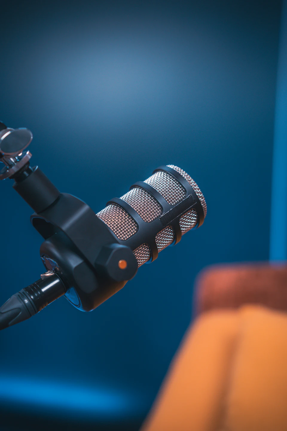 A professional microphone in a recording studio